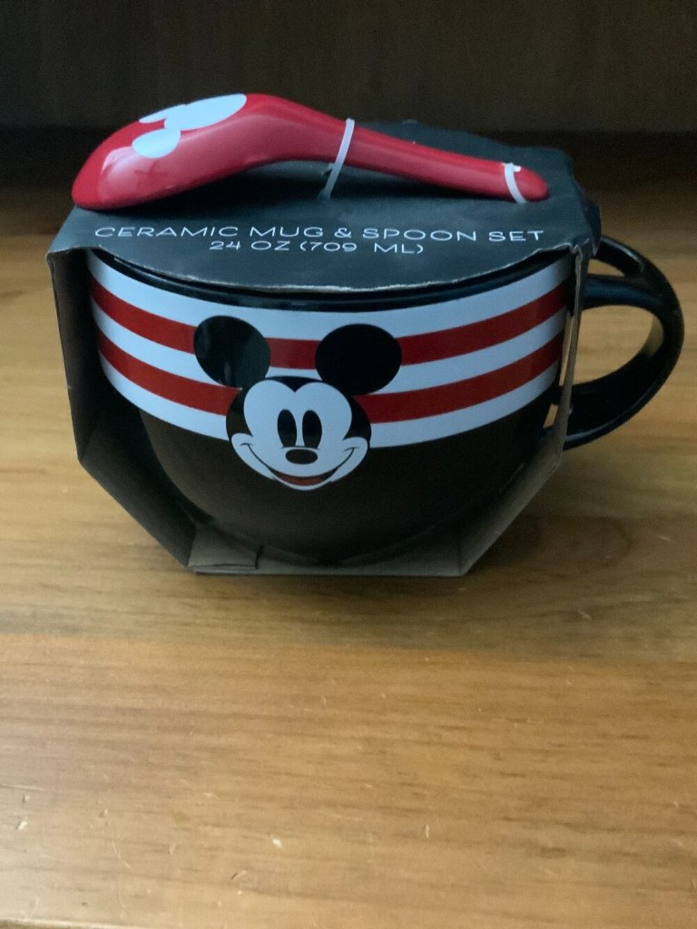 DISNEY MICKEY MOUSE CERAMIC SOUP MUG & SPOON SET - 24oz BRAND NEW